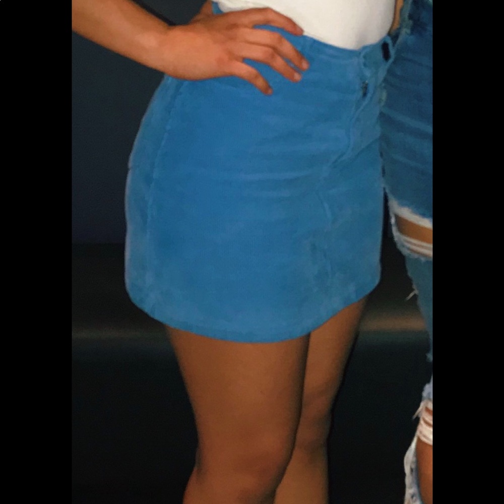 BRANDY MELVILLE corduroy mini baby blue skirt